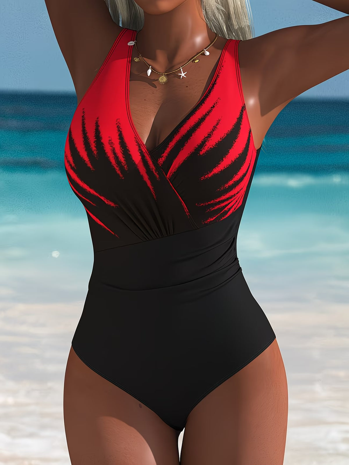 Black and red swimsuit