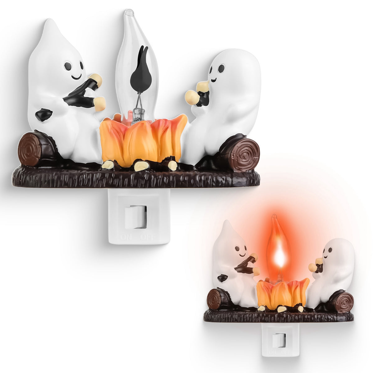 2Pcs Ghost Campfire Flickering Flame Night Light