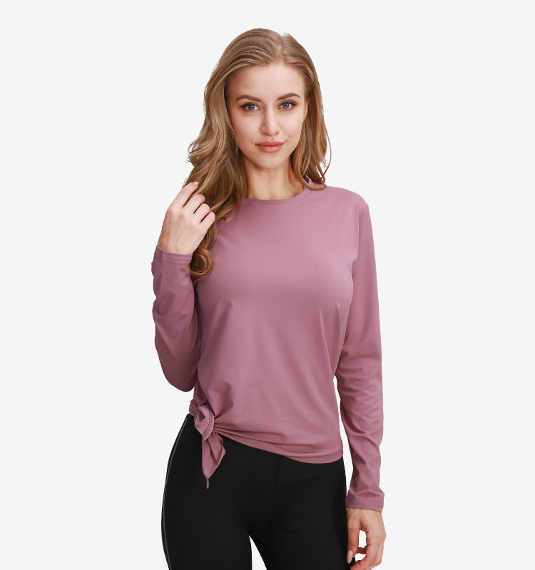solid-color long-sleeve yoga top