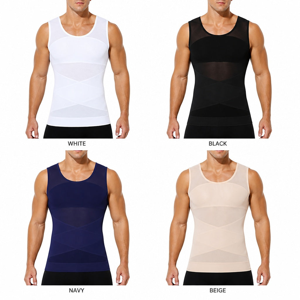 Men's Compression Tank Top X-Cross Shaper Vest Workout Muscle Shirt Quick Dry Breathable Gym Training Sleeveless 4 Colors OEM