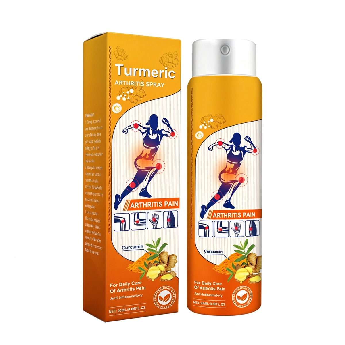 Turmeric Joint Pain Relief Spray With Curcumin & Peppermint Extract, Anti-Inflammatory Joint Care Mist For Arthritis, Sore Muscles & Workout Stiffness, 20ml