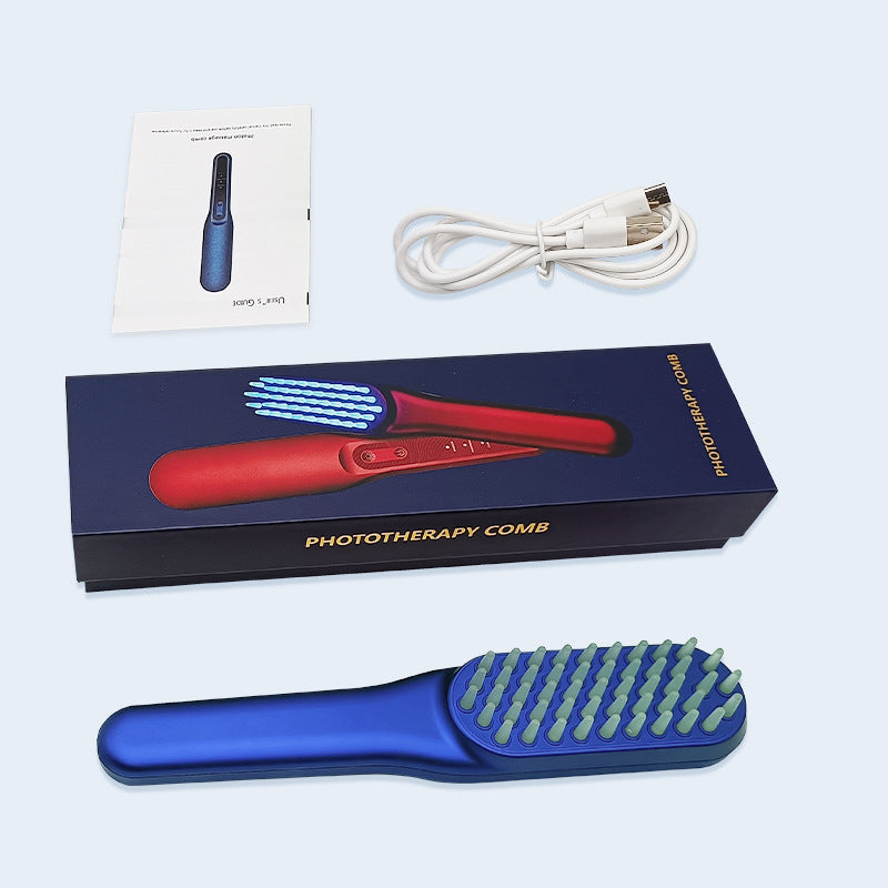 Electric Red-and-Blue-Light Vibrating Hairbrush